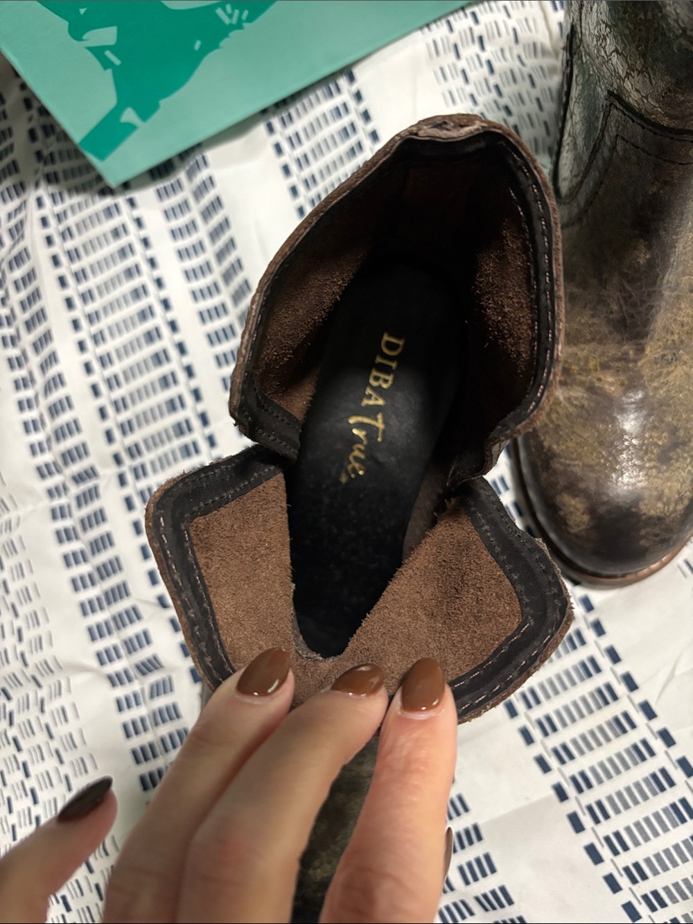 DIBA True Women's Distressed Olive Leather Ankle Boots - Picture 9 of 11